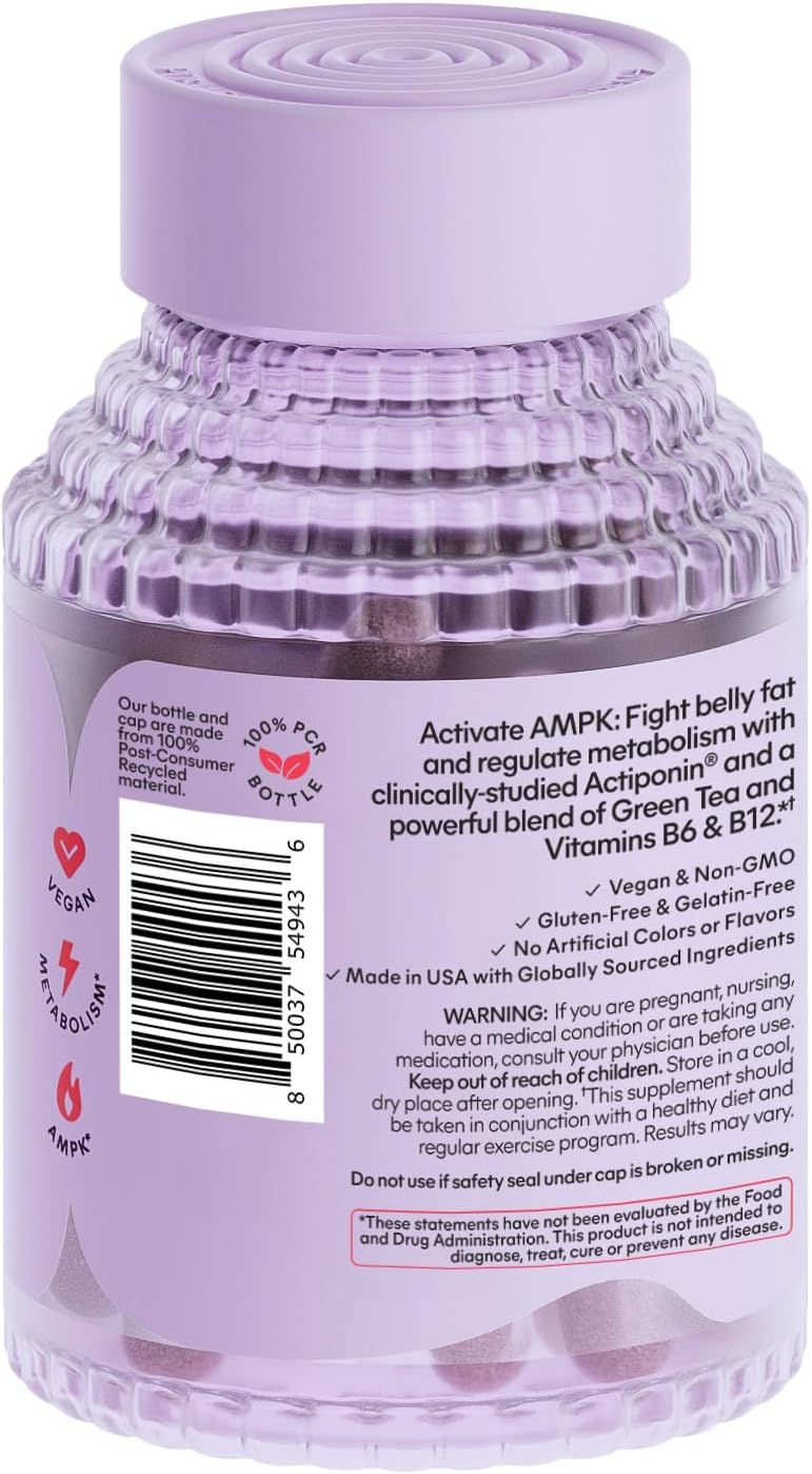 Burn - Metabolism, Belly Fat Burning + AMPK Activating Supplement for Men & Women W/Clinically Studied Actiponin Gynostemma, Green Tea Extract, Vitamins B6 & B12 - Gluten Free, 60 Count